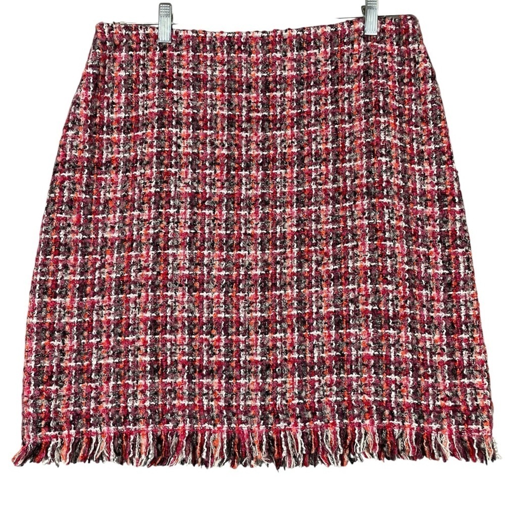 Talbots Petites Wool Blend Boucle Tweed Fringe Career Office Pencil Skirt - 10P